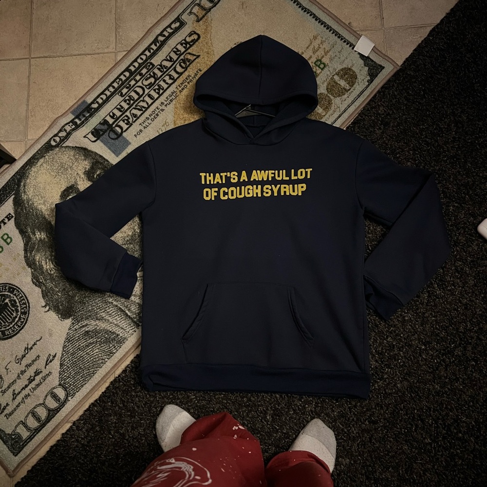 Men's Navy Hoodie with Yellow Print